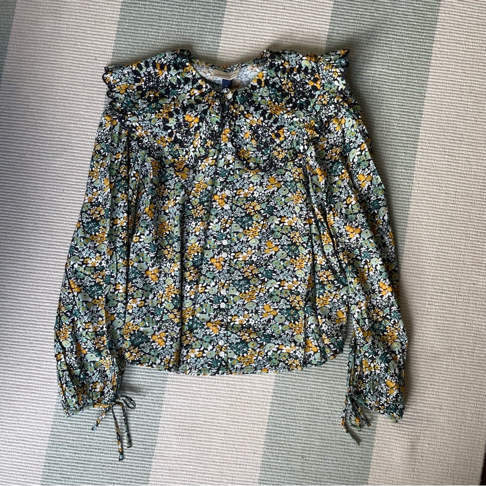 Universal Thread Floral Top - Black, Yellow, Green, sz M